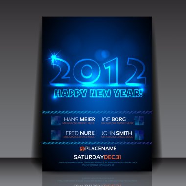 2012 yeni yıl vektör flyer şablonu