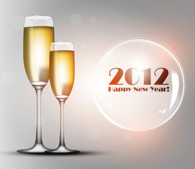 Two glasses of champagne - Happy New Year! clipart