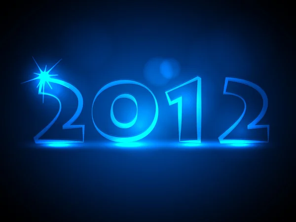 2012 - Новогодняя открытка - Синие неоновые огни — стоковый вектор