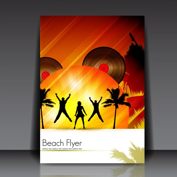 夏季海滩派传单-矢量设计 — 图库矢量图片