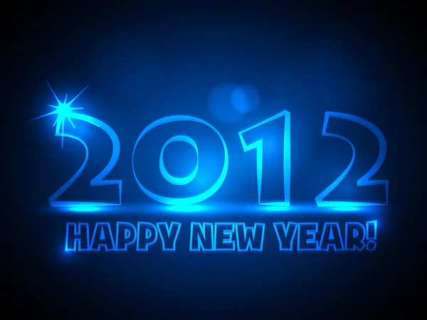 2012-新的一年卡-蓝色霓虹灯 — 图库矢量图片