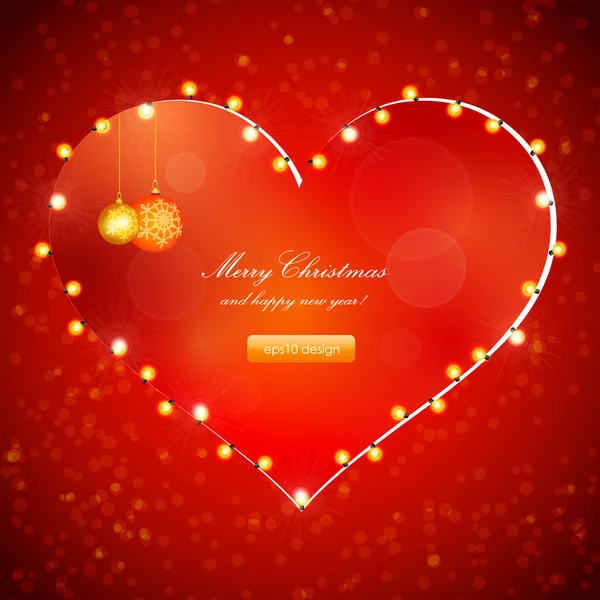 Diseño vectorial de Navidad roja con marco de corazón — Archivo Imágenes Vectoriales