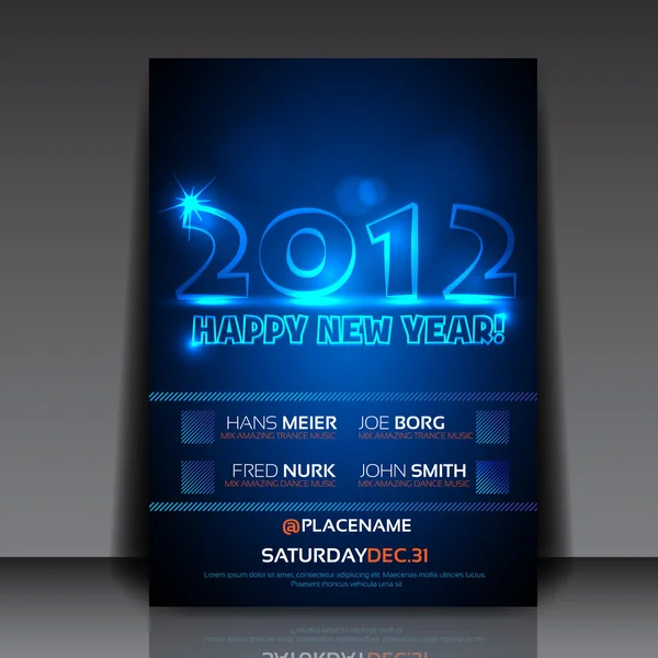 2012 νέο έτος διάνυσμα flyer πρότυπο — Διανυσματικό Αρχείο