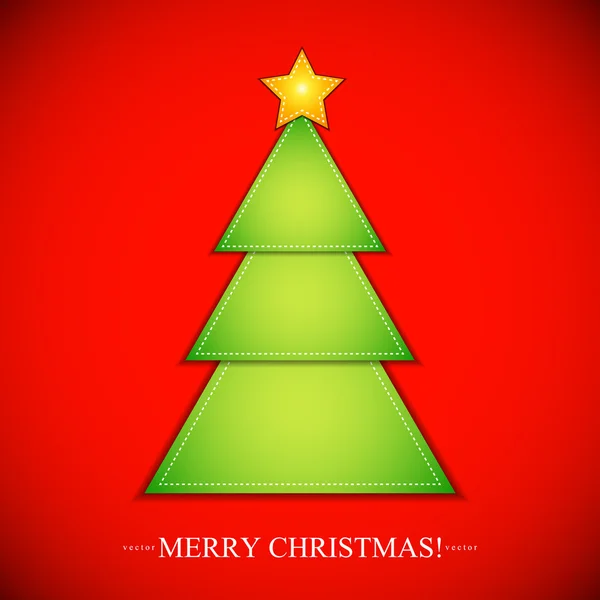 Tagliare la carta a forma di albero di Natale con Star — Vettoriale Stock