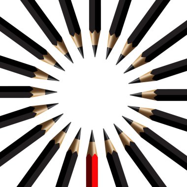 Beyaz arka plan üzerinde siyah kalem ve kırmızı kalem düzenlemek