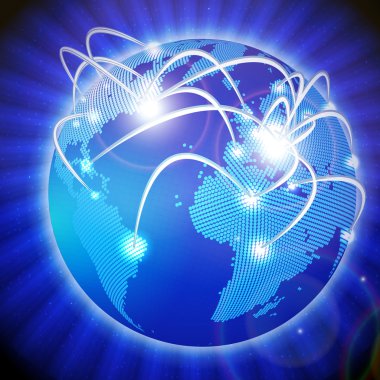 Vector Illustration of the modern earth globe with communication's lines clipart