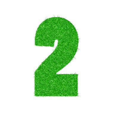 3D number 2 - from my natural green grass number collection clipart