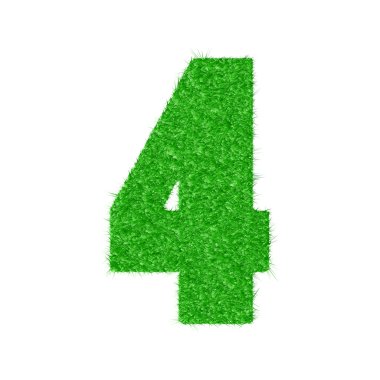 3D number 4 - from my natural green grass number collection clipart