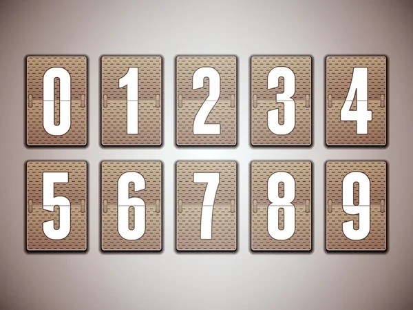 Numbers on mechanical scoreboard - detailed vector design — Stock Vector