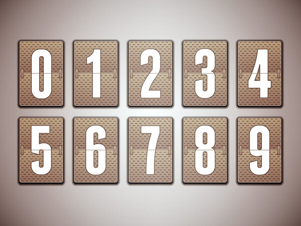 Numbers on mechanical scoreboard - detailed vector design