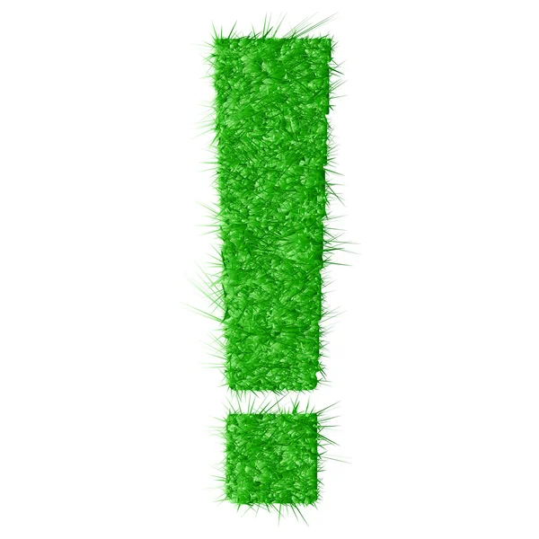 Ünlem işareti çim izole beyaz zemin üzerine yapılan — Stok Vektör