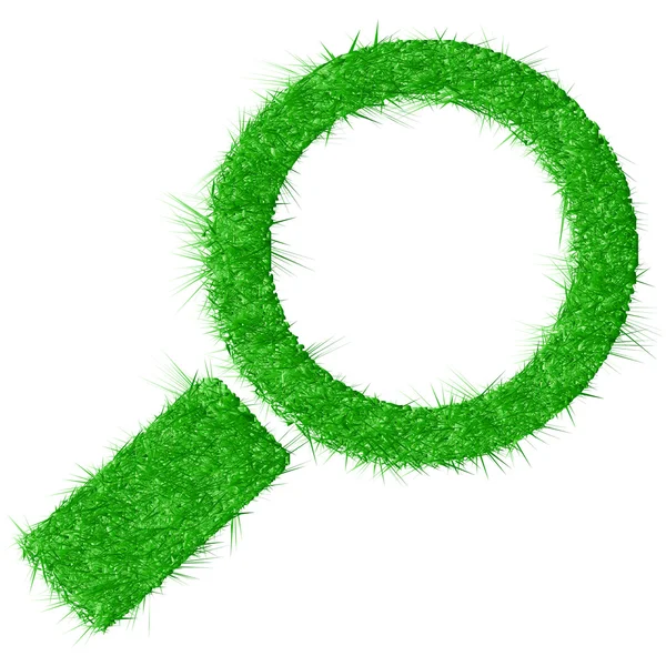 Illustrazione vettoriale di lente d'ingrandimento fatta da erba isolata su sfondo bianco . — Vettoriale Stock
