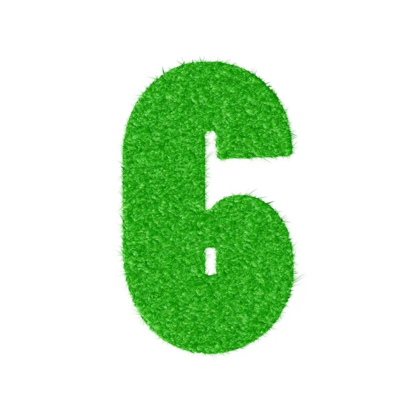 3D number 6 - from my natural green grass number collection — Stock Vector