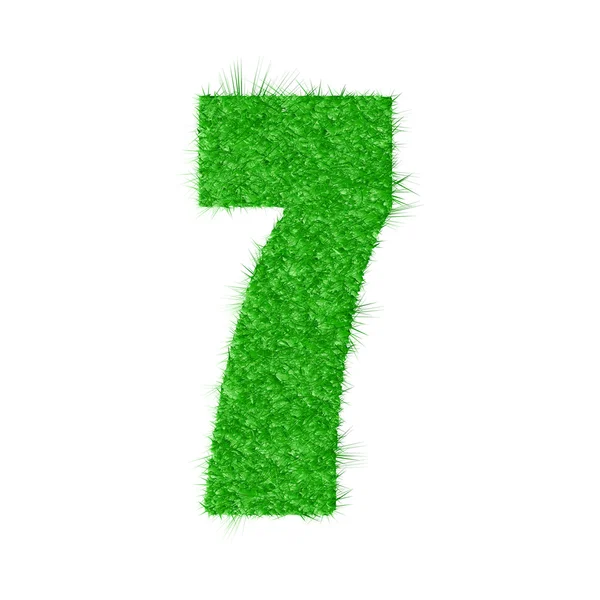 3D number 7 - from my natural green grass number collection — Stock Vector