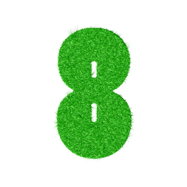 3D numéro 8 - de ma collection de numéros d'herbe verte naturelle — Image vectorielle