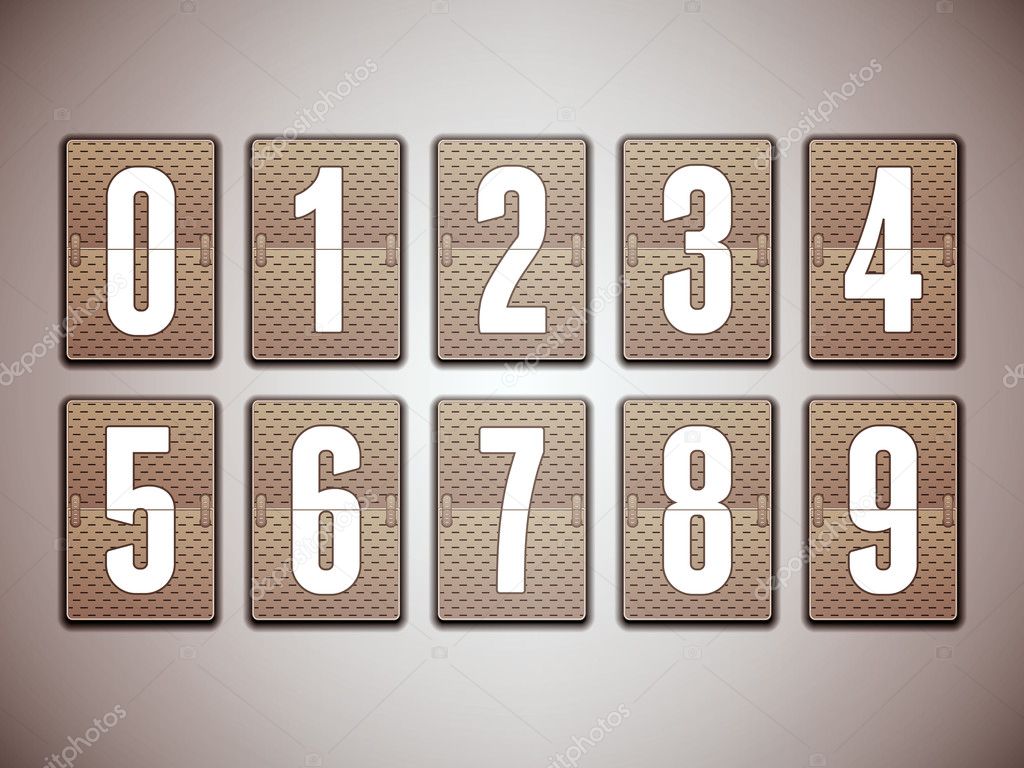 Numbers on mechanical scoreboard - detailed vector design