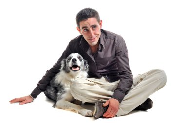 Border collie and man clipart