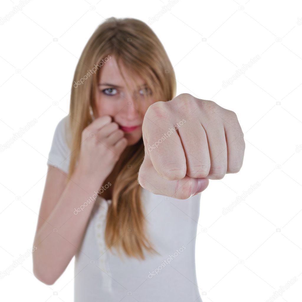 Woman kickboxer fist