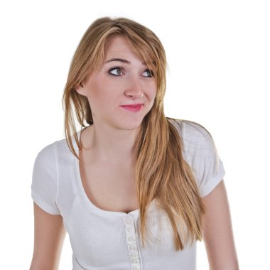 Girl Looking up-left clipart