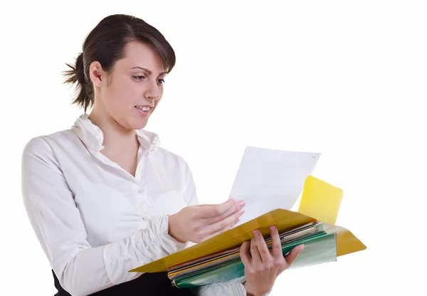 Businesswoman reading a document — Stock Photo, Image