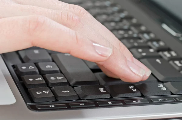 Mãos femininas usando laptop — Fotografia de Stock