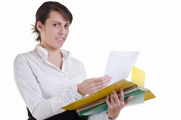 Büroassistentin mit Dokument — Stockfoto