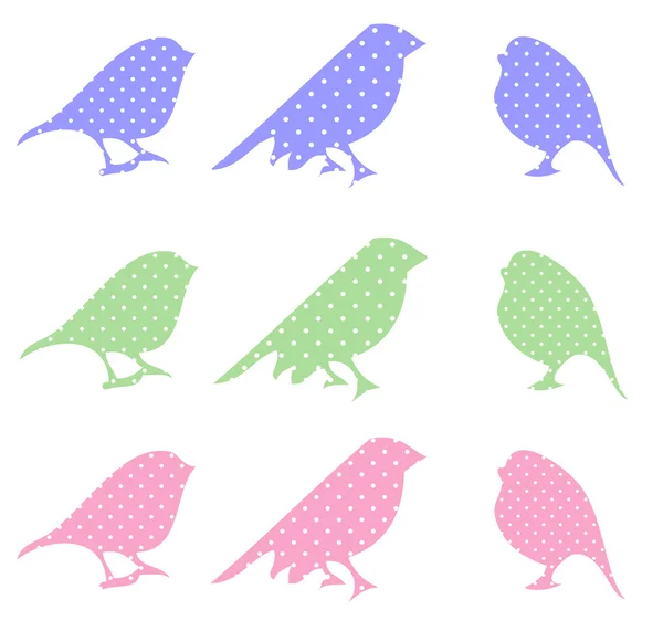 Reihe von Zeichentrickkritzelvögeln — Stockvektor