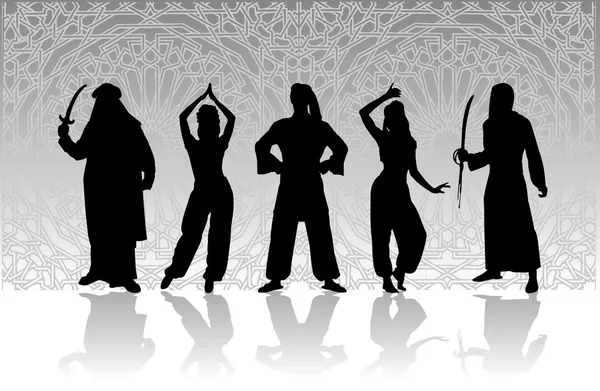 Costumes arabes silhouettes vectorielles — Image vectorielle