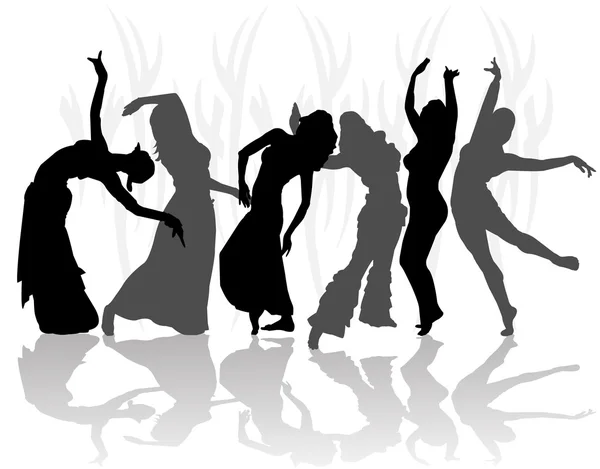 Силуэты восточного танца — стоковый вектор