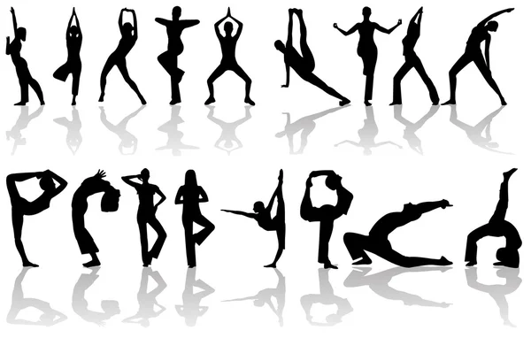 Mädchen macht Yoga-Posen — Stockvektor