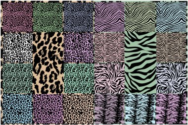 Vector animal skin textures of leopard and zebra clipart