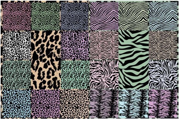 Texturas de pele animal vetorial de leopardo e zebra — Vetor de Stock