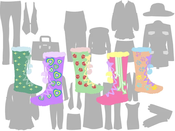 女式靴子和配件 — 图库矢量图片