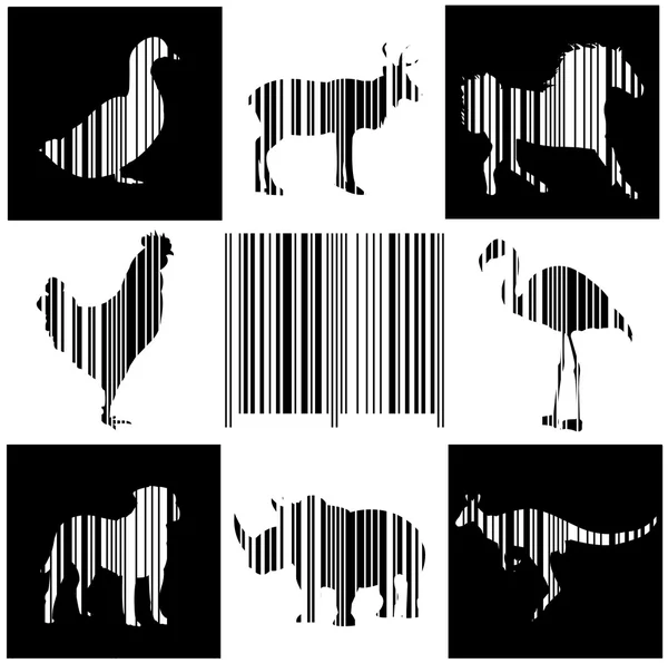 Hewan sebagai kode bar - Stok Vektor