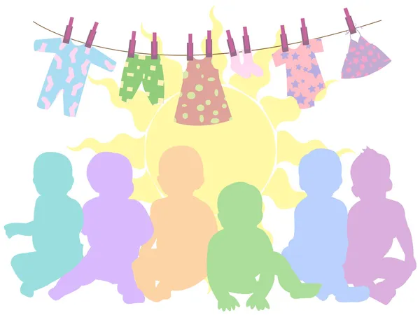 Ilustração de roupas isoladas para bebês e bebês — Vetor de Stock