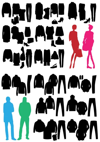 Elementos de moda para mujeres y hombres — Vector de stock
