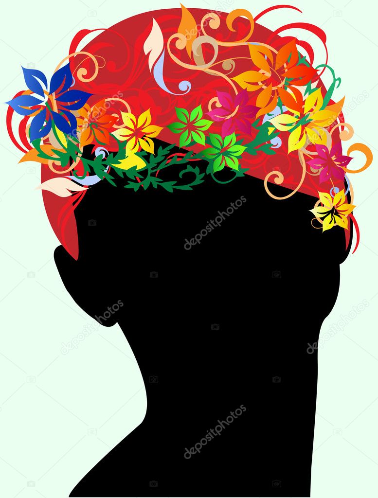 Vector illustration girl with floral hair — Stock Vector © mijo69 #8429766