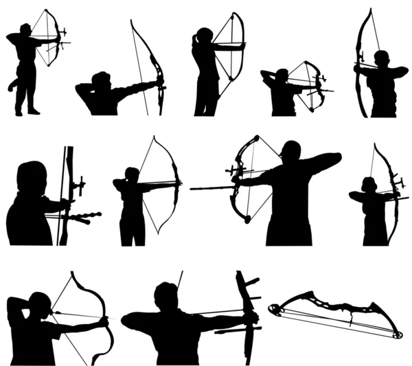 Archery Silhouettes — Stock Vector