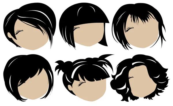 Silhouettes wig set — Stock Vector