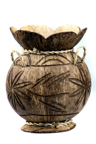 Vase aus einer Kokosnuss — Stockfoto