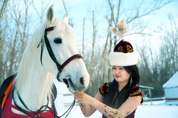 Egy nővel a Kazah — Stock Fotó