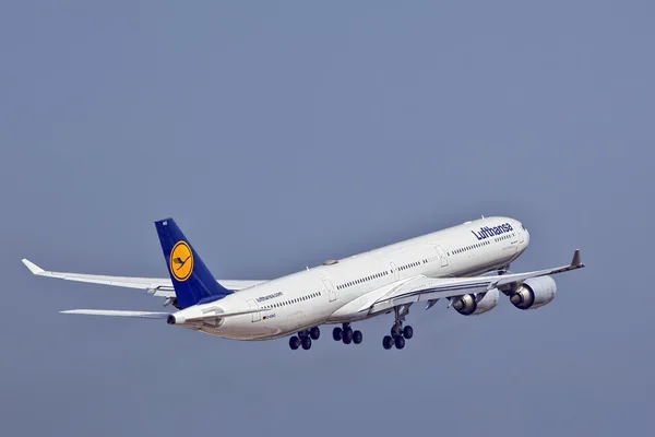 Lufthansa Airbus A340 D-AIHO Royaltyfria Stockbilder