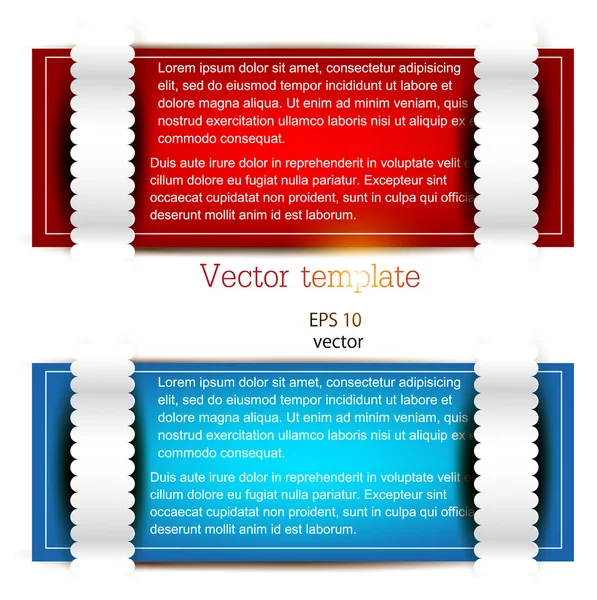Signets colorés pour le texte. Papier rouge et bleu . — Image vectorielle