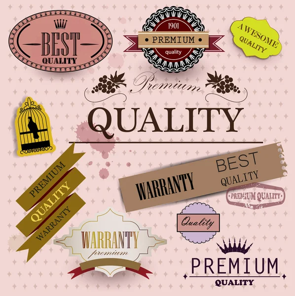 Conjunto de insignias de garantía de calidad superior y satisfacción, etiqueta — Vector de stock