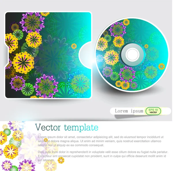 Modèle de conception de couverture de disque. Conception florale — Image vectorielle