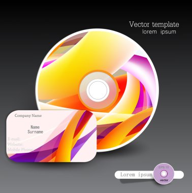 Cover design template of disk and business card. clipart