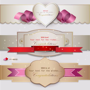 Set of holiday banners with ribbons. Vector background clipart