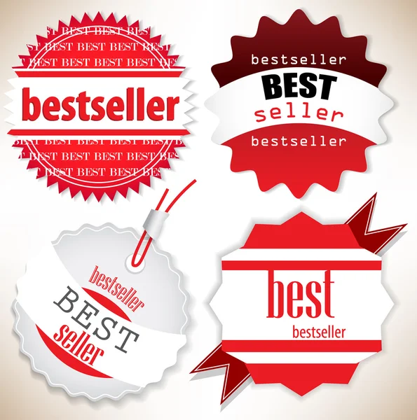 Bestseller. Etiquetas rojas. Conjunto de vectores — Vector de stock