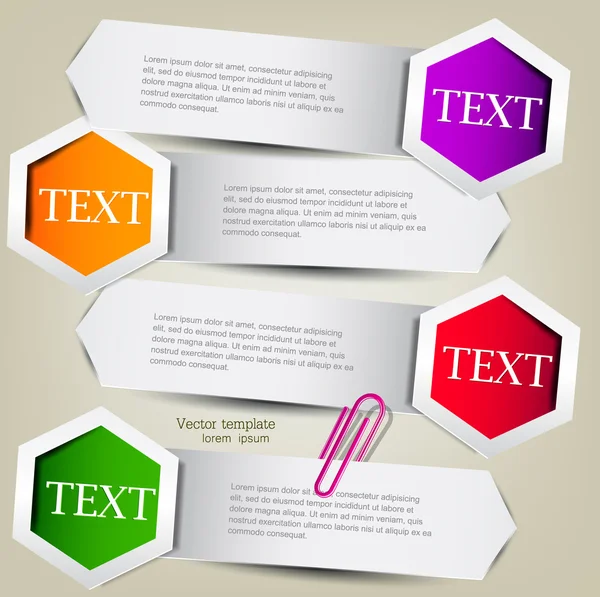 Färgglada bokmärken för text. färgglada papper pilar. — Stock vektor