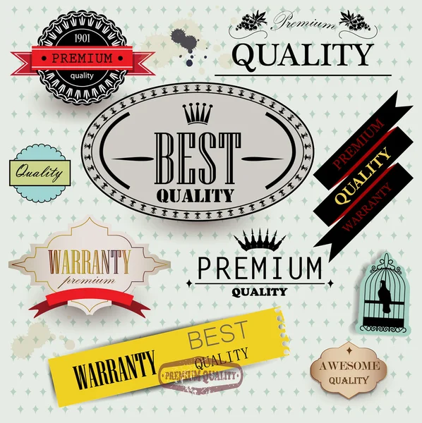 Set of Superior Quality and Satisfaction Guarantee Badges, Label — Stock Vector